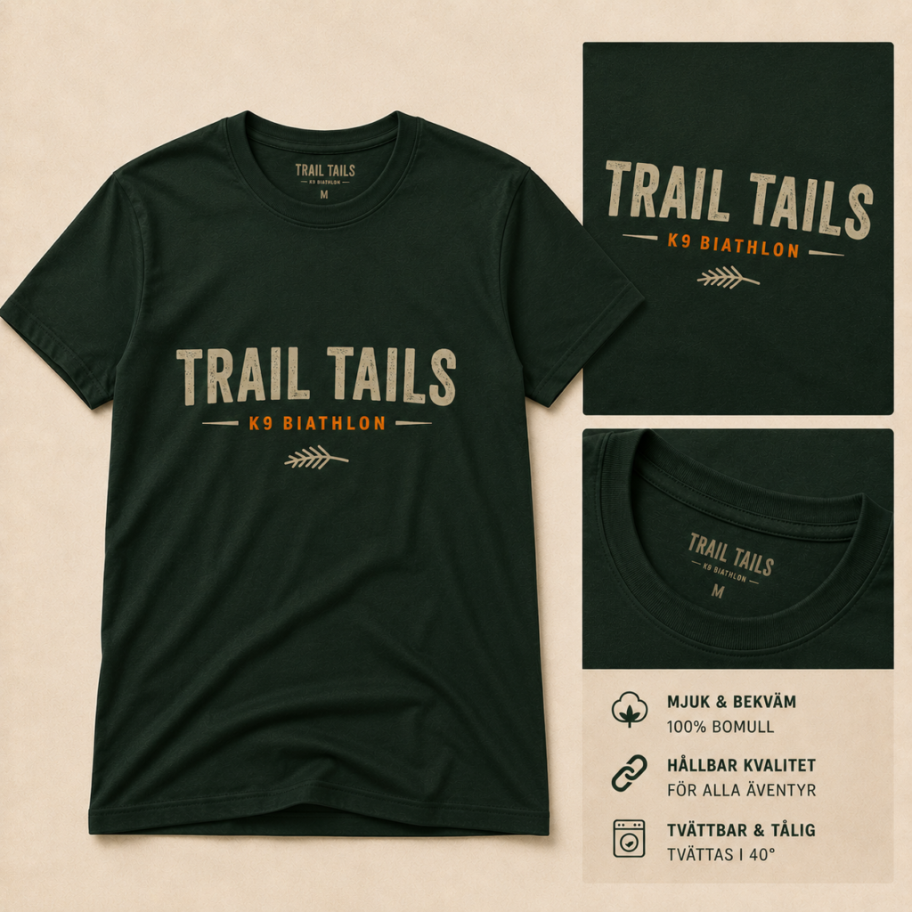 Trail Tails Text Logo Tee – Skogsgrön
