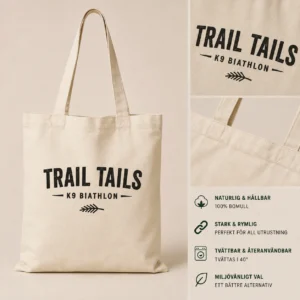 Trail Tails tote bag, praktisk souvenir från K9 Biathlon